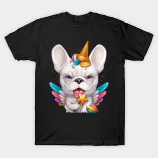 White French Bulldog Ice Cream Unicorn T-Shirt